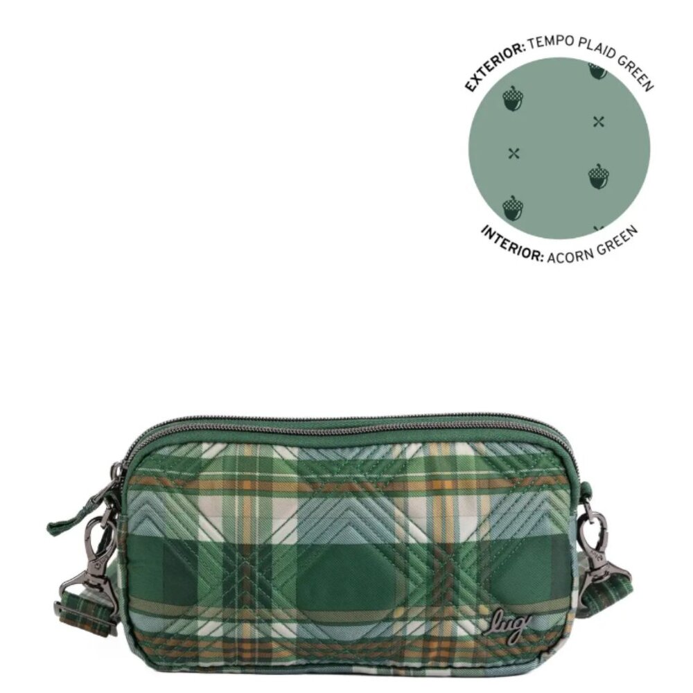 Lug Coupe XL Convertible Crossbody/shoulder/sling/hip bag in Tempo Plaid Green